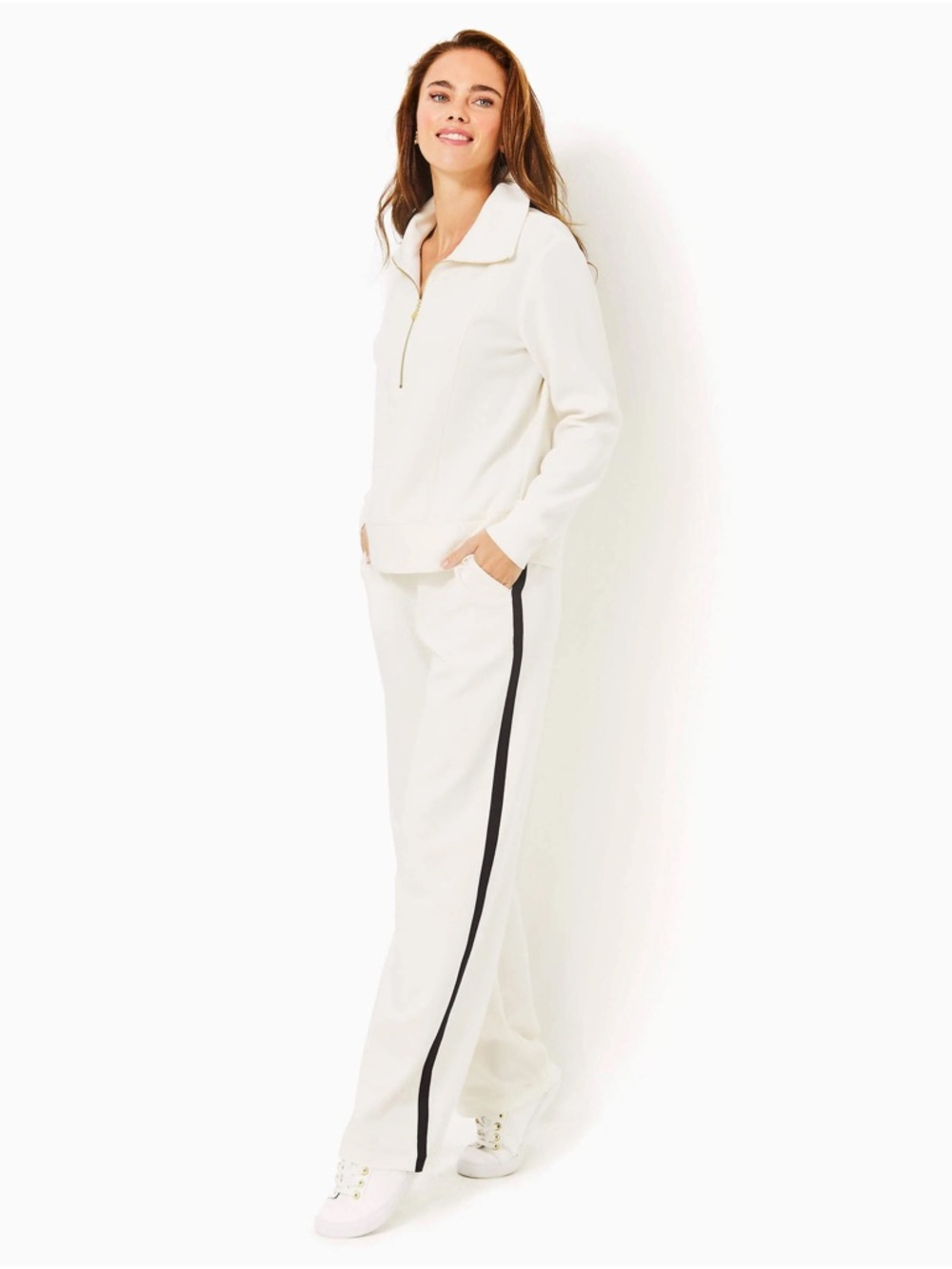 Lilly Pulitzer Dylan’s UPF 50+ Wide-Leg Track Pants with Black Side Stripe